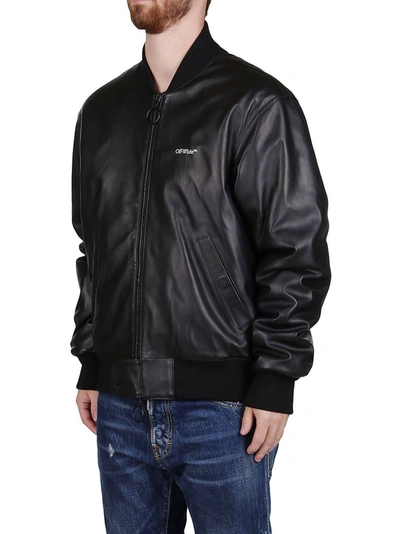 Shop Off-white Men's Black Leather Outerwear Jacket