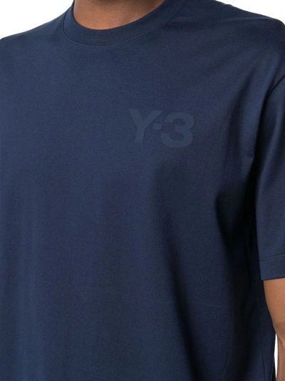 Shop Adidas Y-3 Yohji Yamamoto Men's Blue Cotton T-shirt