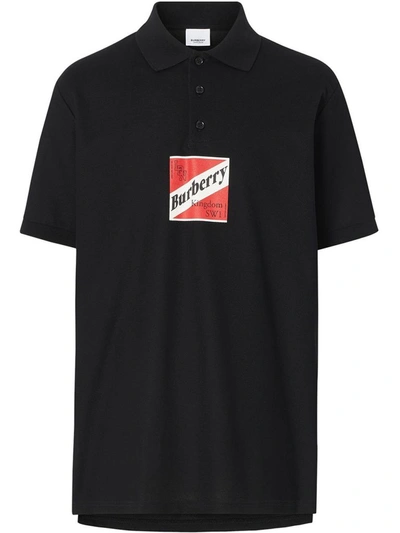 Shop Burberry Men's Black Cotton Polo Shirt