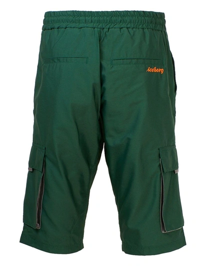 Shop Iceberg Men's Green Polyester Shorts
