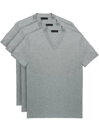 Shop Prada Men's Grey Cotton T-shirt