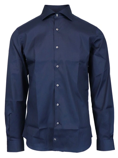 Shop Fay Men's Blue Cotton Shirt