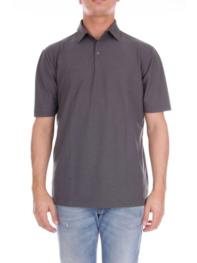Shop Zanone Men's Grey Cotton Polo Shirt