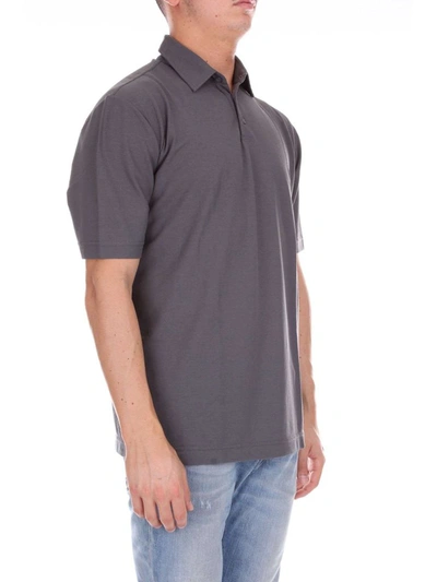 Shop Zanone Men's Grey Cotton Polo Shirt