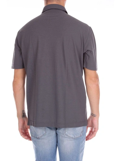 Shop Zanone Men's Grey Cotton Polo Shirt