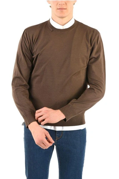 Shop Ermenegildo Zegna Men's Brown Cotton Sweater