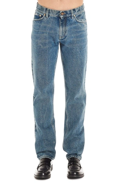 Shop Burberry Men's Blue Cotton Jeans
