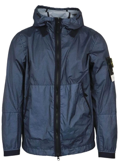 Shop Stone Island Men's Blue Other Materials Outerwear Jacket