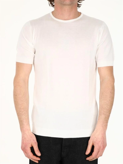 Shop John Smedley White Cotton T-shirt