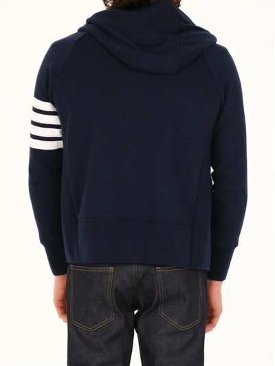 Shop Thom Browne Blue Cotton Hoodie 4-bar