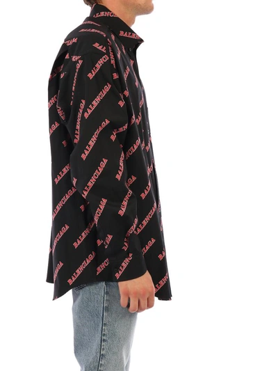 Shop Balenciaga All-over Logo Shirt In Black