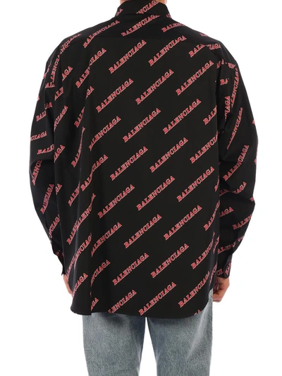 Shop Balenciaga All-over Logo Shirt In Black