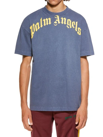 Shop Palm Angels T-shirts Blue/yellow