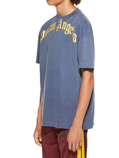 Shop Palm Angels T-shirts Blue/yellow