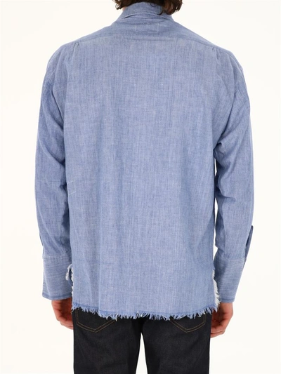 Shop Greg Lauren Chambray Dress Shirt In Blue