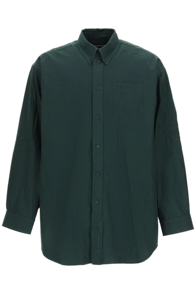 Shop Balenciaga Oversized Shirt In Dark Green