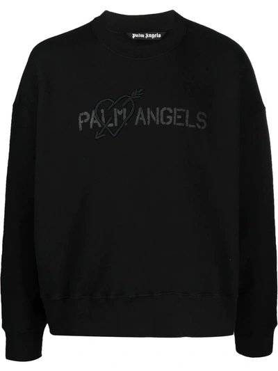 Shop Palm Angels Logo-print Sweatshirt In Nero