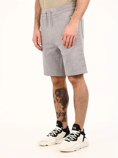 Shop Balmain Bermuda Shorts Gray In Grey