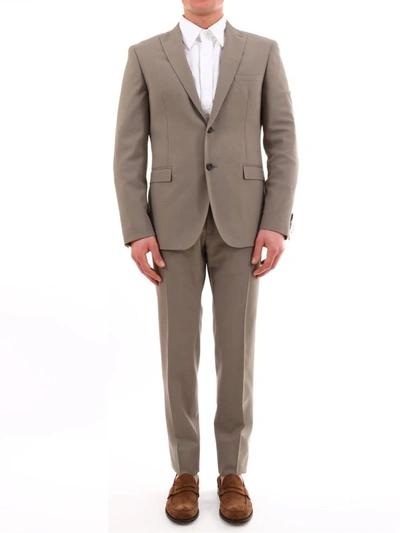 Shop Tonello Beige Suit In Stetch Wool