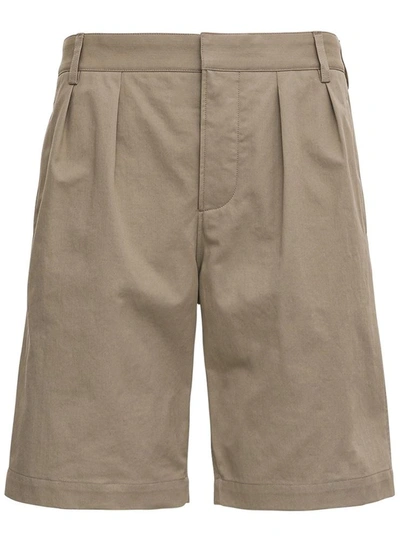 Shop Saint Laurent Beige Cotton Bermuda Shorts