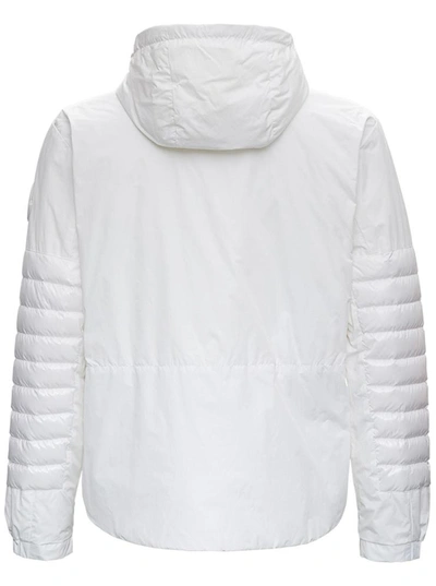 Shop Moncler White Nylon Jacket With Front Logo