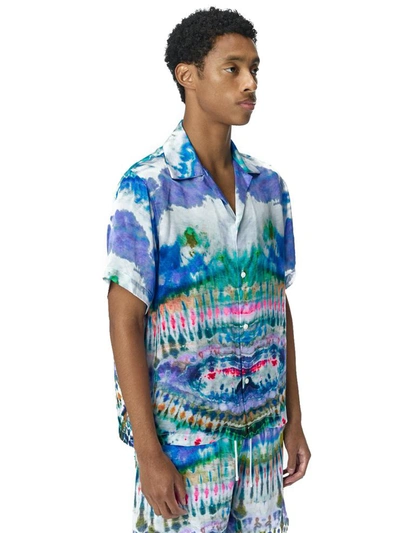 Shop Amiri Bowling Shirt Tye-die In Blue