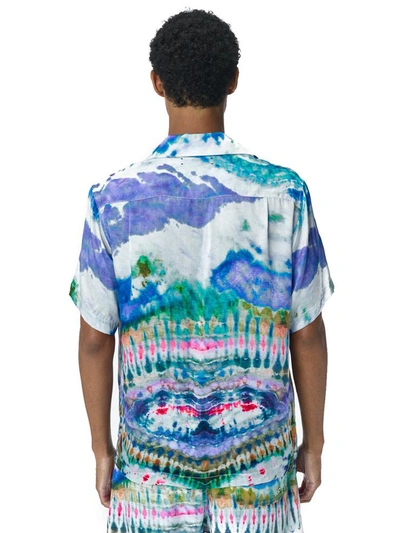 Shop Amiri Bowling Shirt Tye-die In Blue