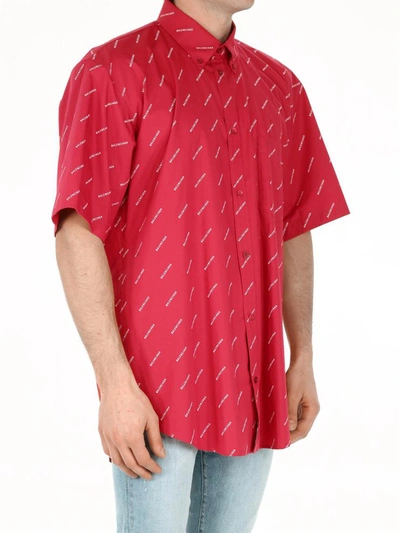 Shop Balenciaga Logo Shirt In Red