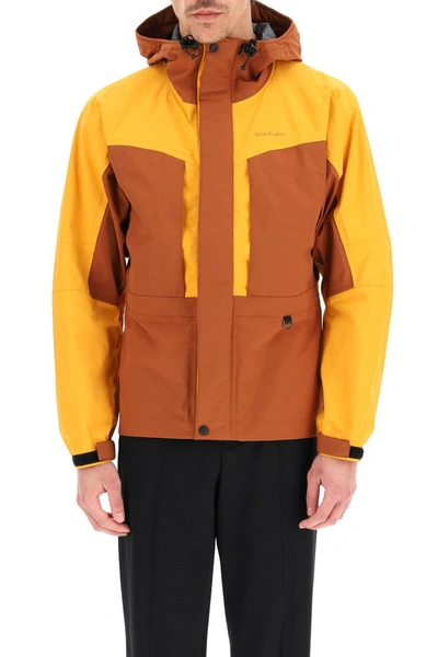 Shop Acne Studios Two-tone Anorak In Cognac Brown Saffron Orange