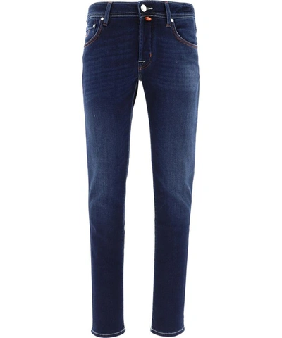 Shop Jacob Cohen Jeans With Embroidery In Blue