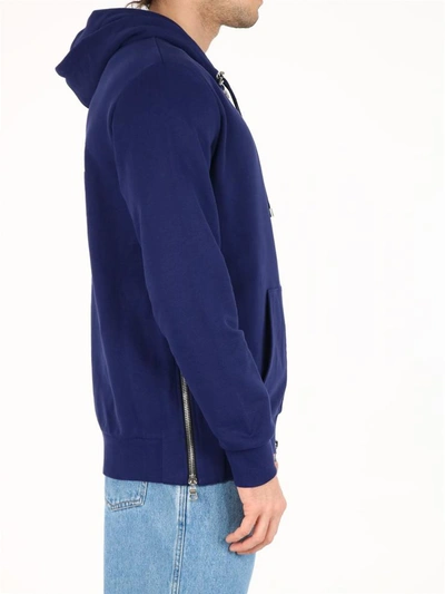 Shop Balmain Cotton Hoodie Blue