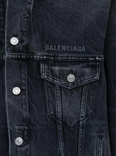 Shop Balenciaga Trompe L'oeil Denim Jacket In Black