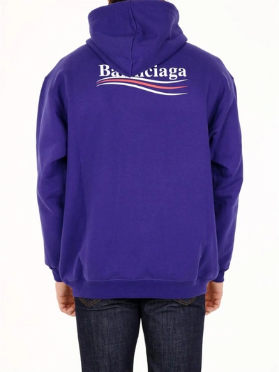 Shop Balenciaga Logo Hoodie Purple