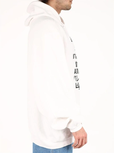 Shop Balenciaga Logo Hoodie White