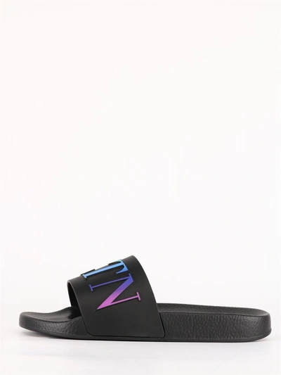 Shop Valentino Vltn Rubber Sandal In Black