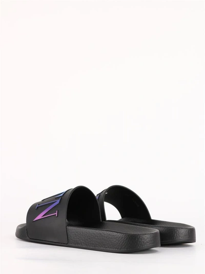 Shop Valentino Vltn Rubber Sandal In Black