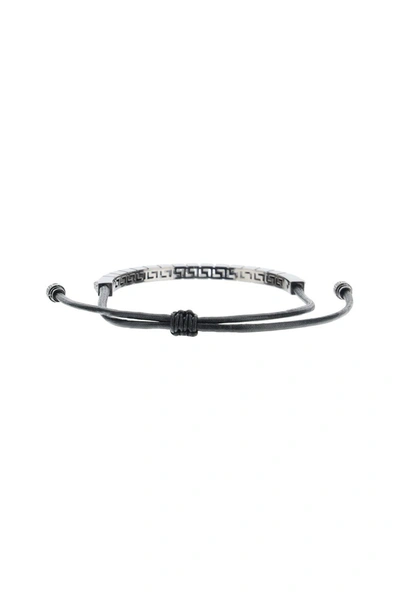 Shop Versace Greca Bracelet In Nero Rutenio