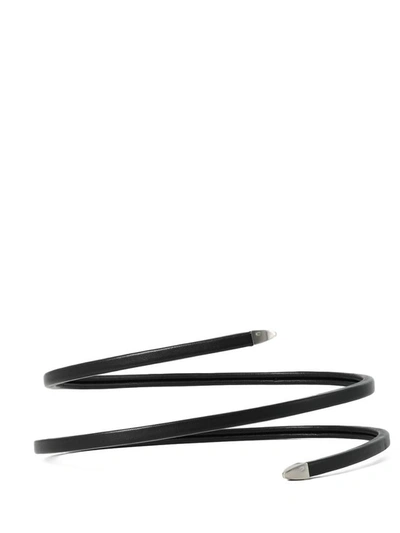 Shop Bottega Veneta Spiral Leather Belt Black