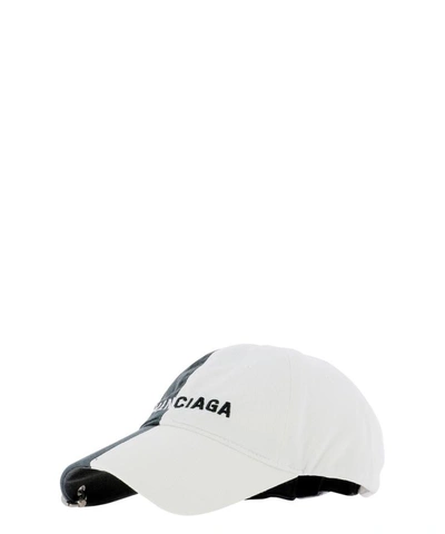 Shop Balenciaga "50/50" Baseball Cap In White