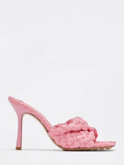 Shop Bottega Veneta Stretch Sandals Pink Raffia