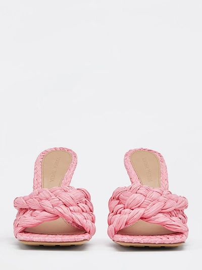 Shop Bottega Veneta Stretch Sandals Pink Raffia