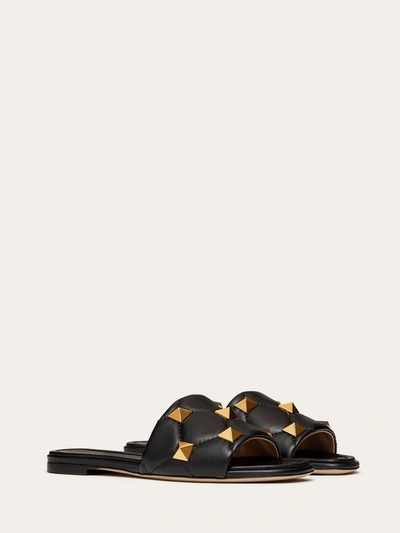 Shop Valentino Roman Stud Slide Sandal In Black