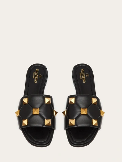 Shop Valentino Roman Stud Slide Sandal In Black