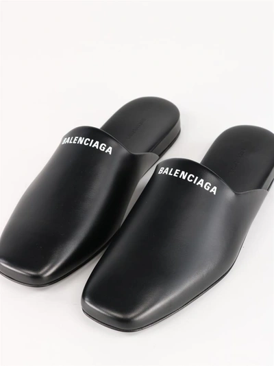 Shop Balenciaga Black Leather Mules