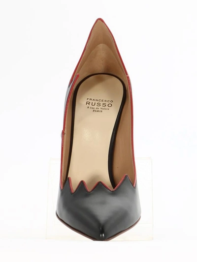 Shop Francesco Russo Black Leather Flame Pump In Black/red