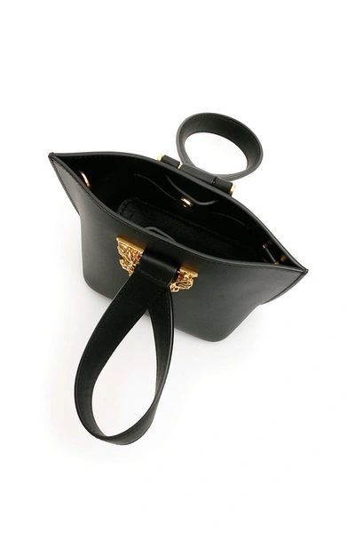 Shop Versace Virtus Mini Bucket Bag In Nero Oro Tribute