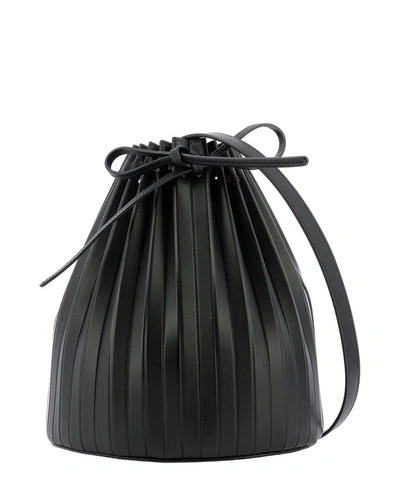 Shop Mansur Gavriel "pleated Bucket" Crossbody Bag In Black  