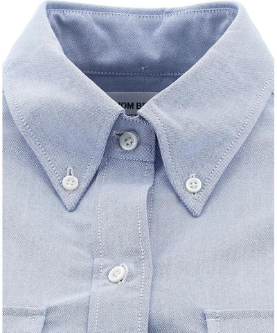 Shop Thom Browne "4 Pocket" Oxford Shirt In Light Blue