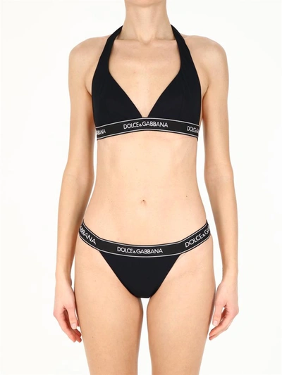 Shop Dolce & Gabbana Black Logo Bikini