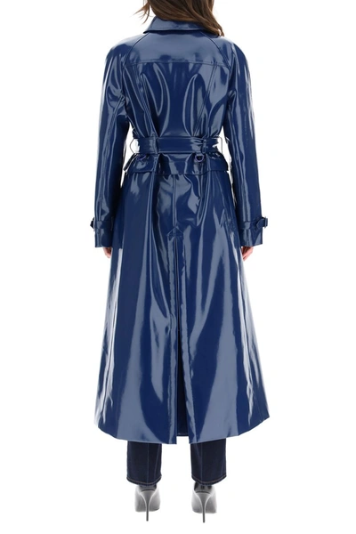 Shop Burberry Coated Trench Coat In Ink Blue